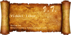 Vidéki Tibor névjegykártya